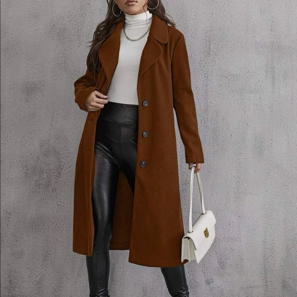 Lapel Neck Overcoat without Belt